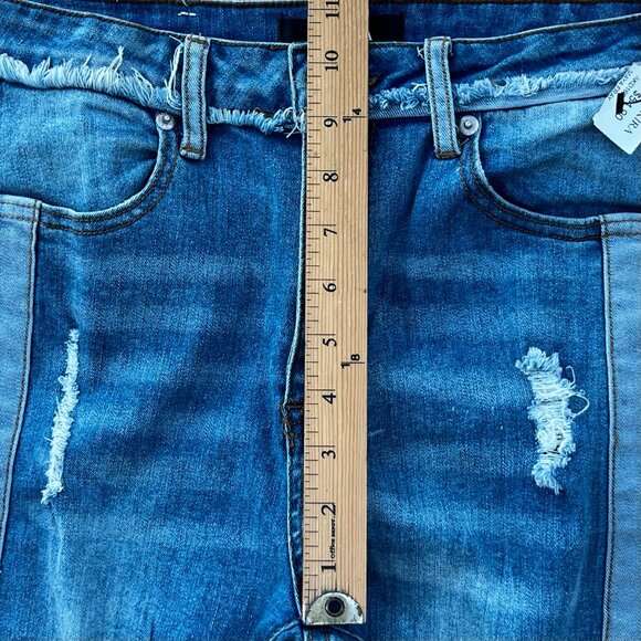 AKIRA MAYA FRAY MID RISE SKINNY WOMEN’S JEANS sz 7 W27 Dark Wash STRETCHY NWT - Picture 13 of 15